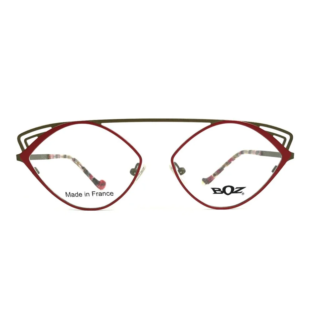 BOZ by J.F. Rey Eyeglasses Frames NIKI 3540 Red Khaki Green Wire Rim 55-15-140